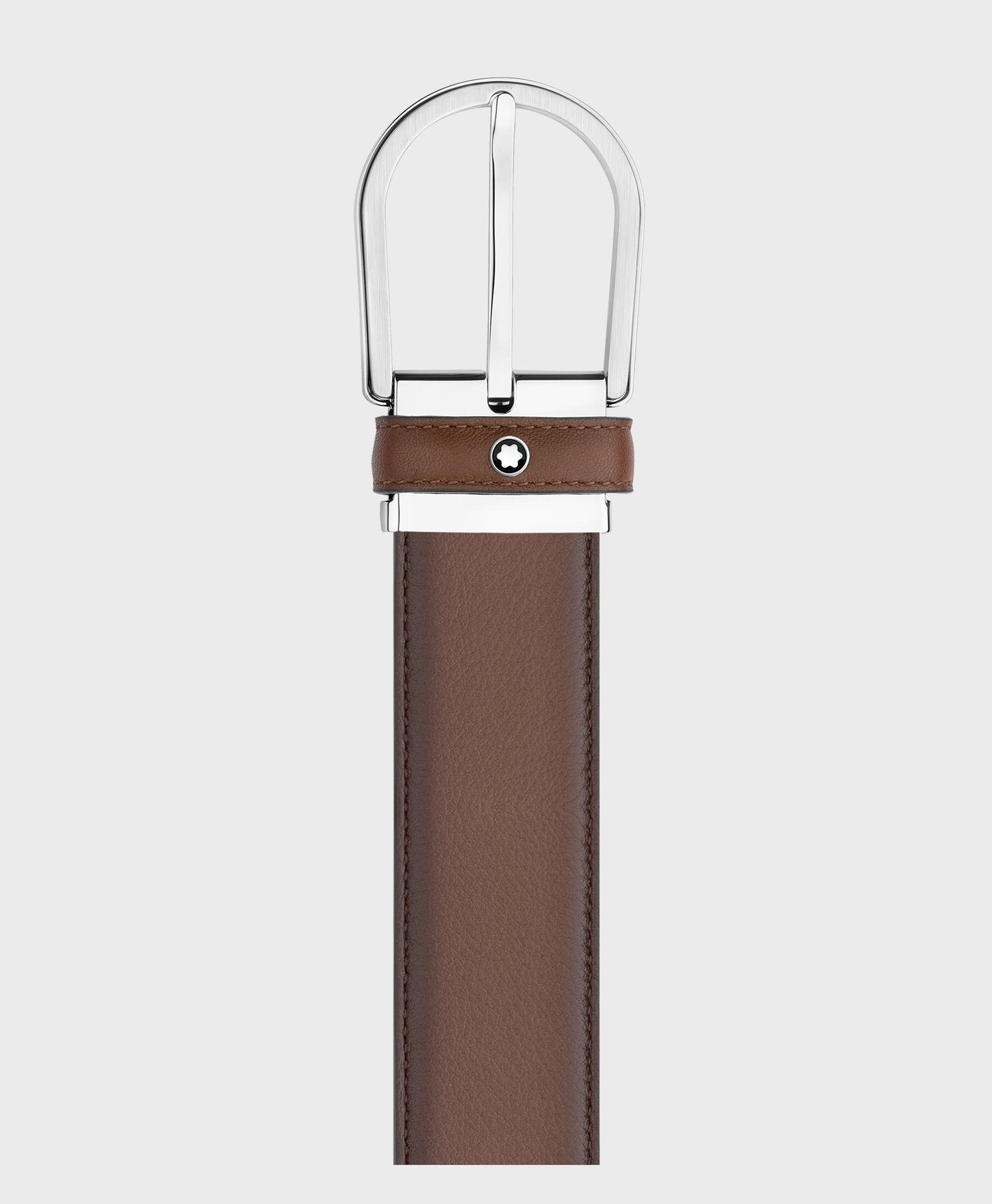 Dây lưng Montblanc màu nâu Horseshoe Buckle Brown 35 mm Leather Belt MB118413