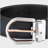 Montblanc Horseshoe Navy Leather Belt 35mm MB129438