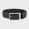 Thắt lưng bản 3cm Montblanc Black Saffiano Leather Belt 114421