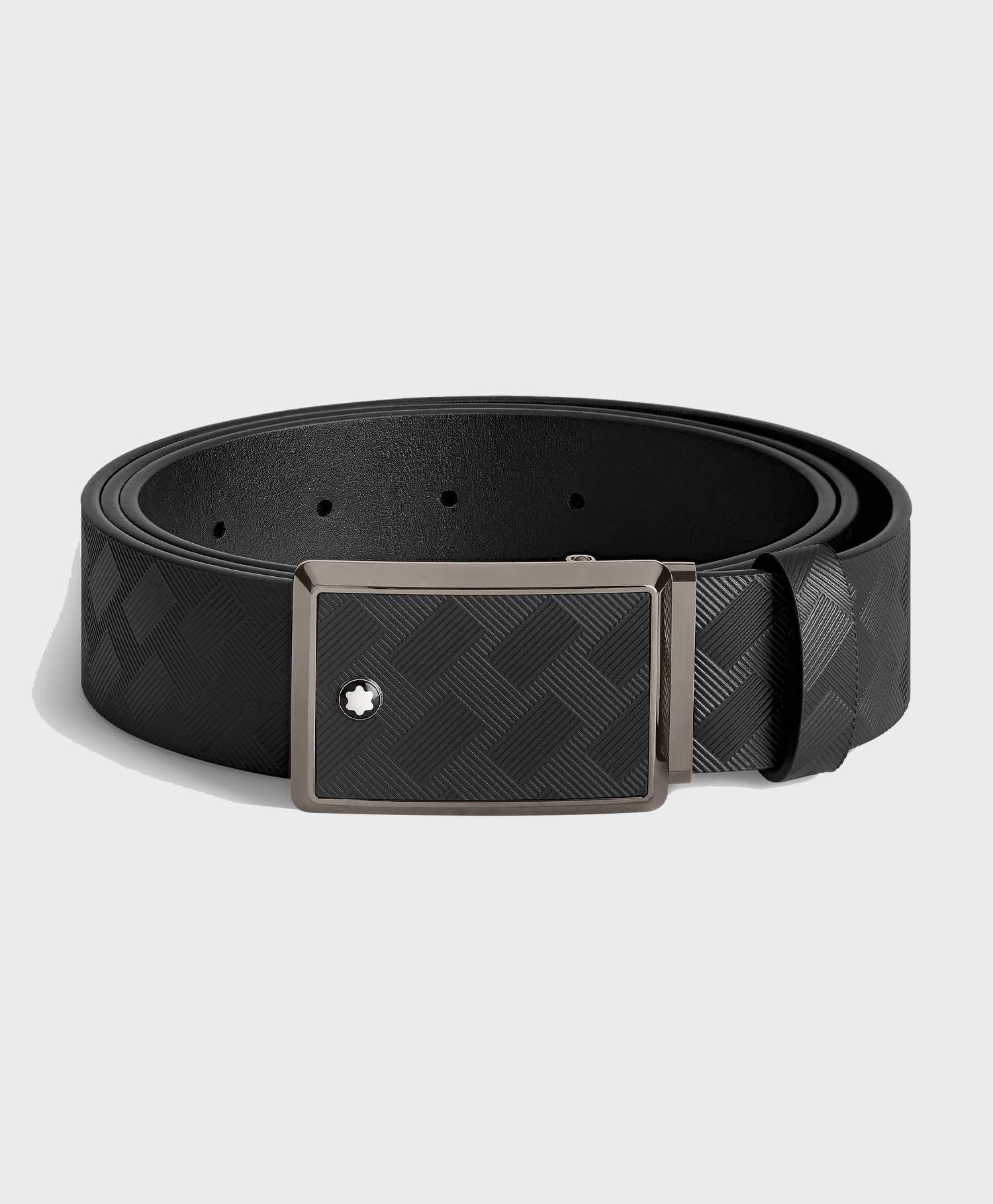 Thắt lưng nam hàng hiệu Montblanc Black Leather Belt 199106